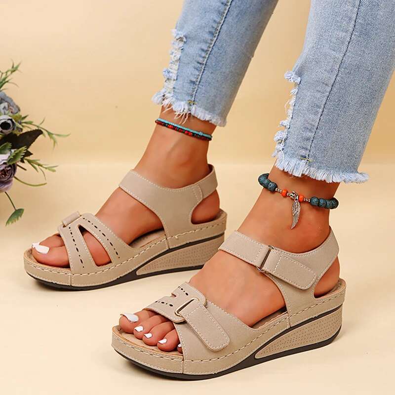 Summer Party Ladies Elegant Sandals Wedge Women's Shoes Retro Female Footwear Sandal Women #ddmykukumalu