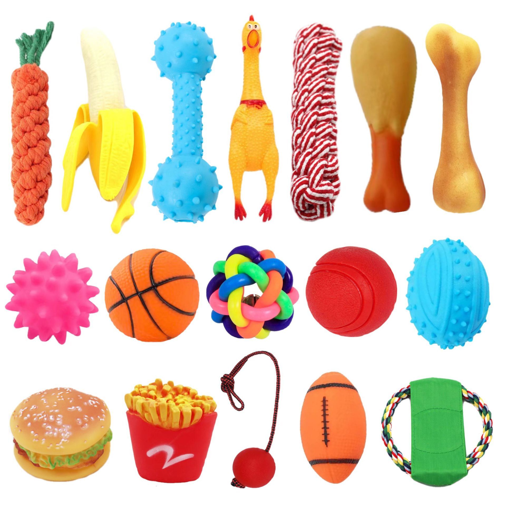 100pcs Vinyl Bite Resistant Simulated Sound Making Pet Small Dogs Grinding Teeth Cleaning Training Chew Toys