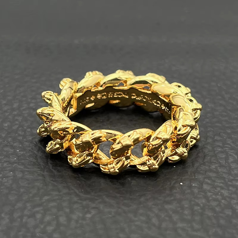Wholesale Vintage Punk Hiphop Retro Style Cross Chain Ring Golden Fashion Jewelry Rings for Men Woman Gothic Chrome Engagement