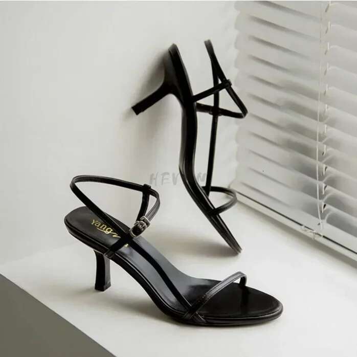 Low Sandals Summer Woman Leather Suit Female Beige Womens Shoes High Heels Low-heeled Black Comfort New Stiletto Girls -heeled
