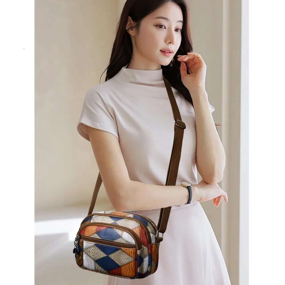 Women's Shoulder Bag Cross-Body Messenger Bohemian Style Splicing Contrast Design Multi Layer Pocket Large