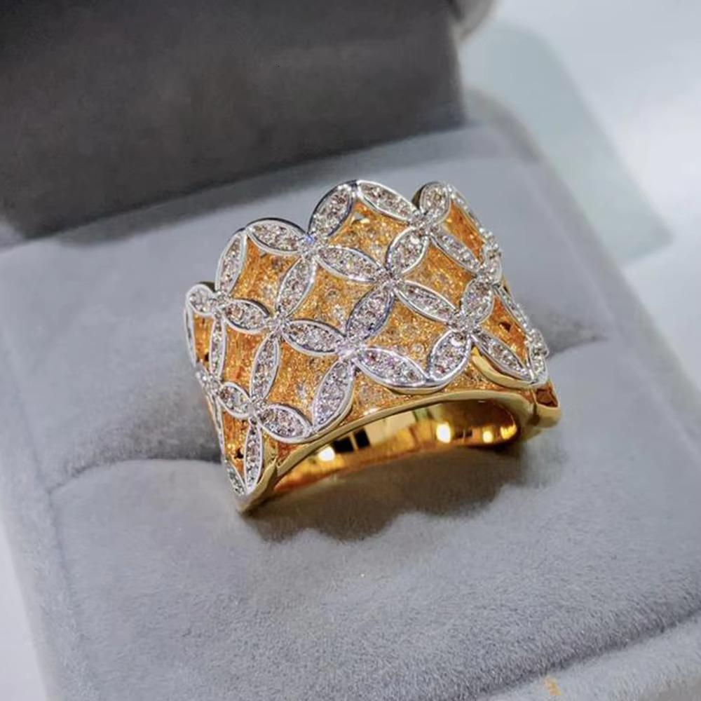 21281 Jewelry Fashionable Wedding Rings for Women Full Micro Pave Cubic Zirconia Dubai Bridal Jewellery Engagement Party