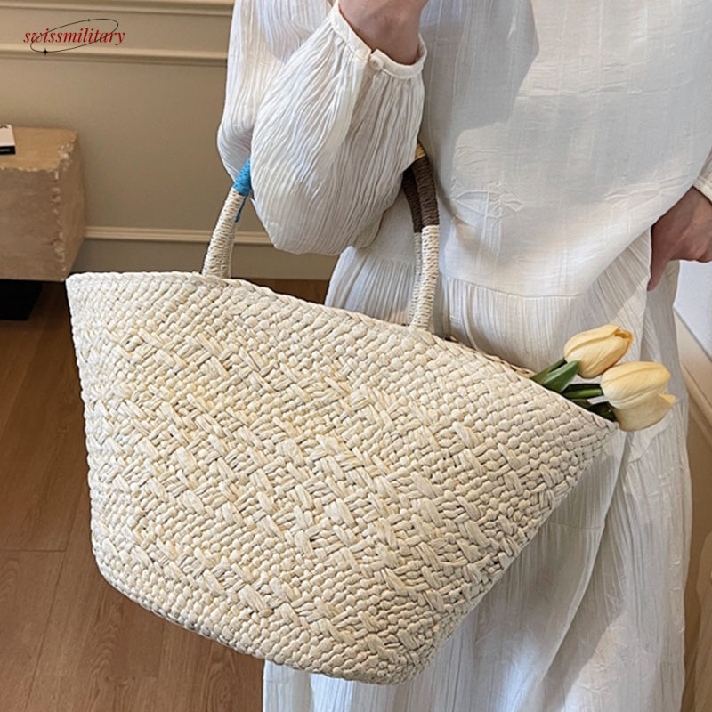 2025 large capacity new casual bag, single shoulder grass woven vacation beach, summer underarm trendy ins bag #swissmilitary