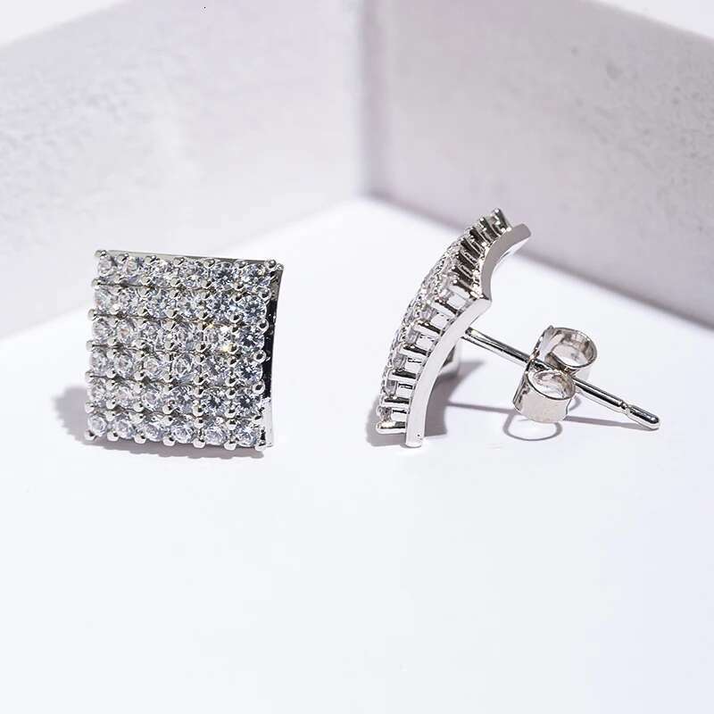 Unique Korean Square Stud Earring with Dazzg Full Crystal Inlay Trendy Elegant Temperament Charm Women Earrings