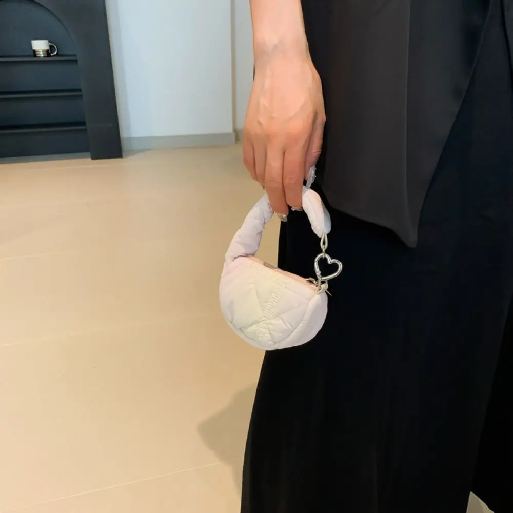 Cute Solid Color Pleated Cloud Mini Handbag Sling Pendant Quilted Small Wallet Key Bag