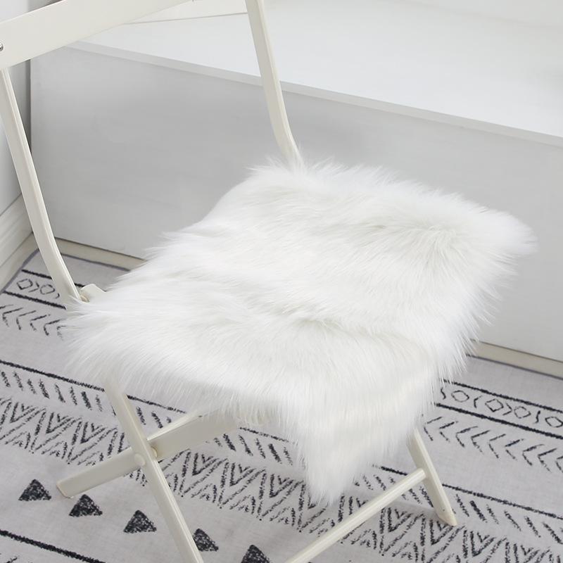 Horseshoe Windsor chair folding chair dining chair cushion winter plush household milk tea store chair imitation wool square cushion