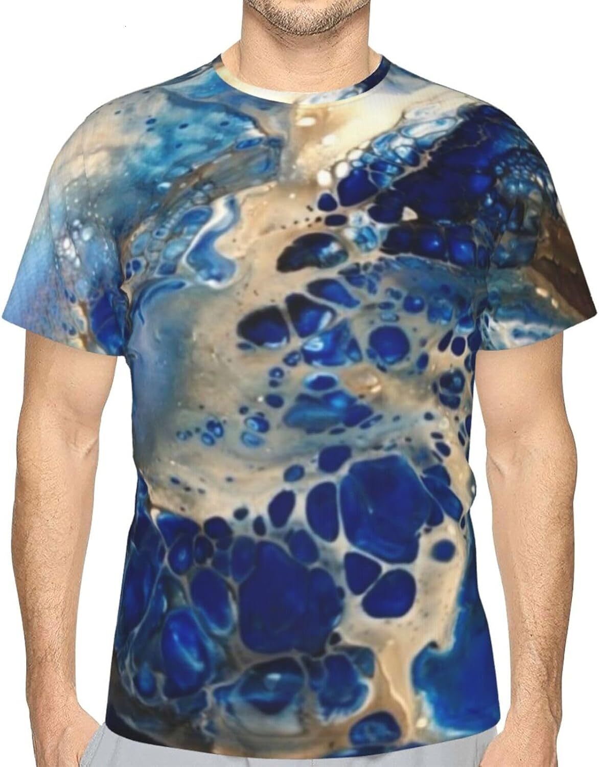 Mens T shirt T-Shirts for Men Boys 3D Printed T-Shirts Short Sleeve Graphic Tees Shirt tee Casual tops summer clothes blue