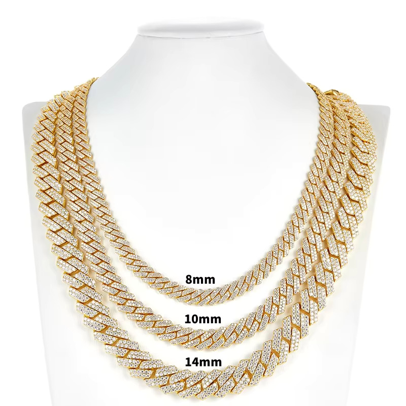 Hot Sale Jewelry Necklace Vvs Moissanite Necklace Iced Out Hip Hop Jewelry Solid 925 Silver Cuban Link Moissanite Cuban Chain