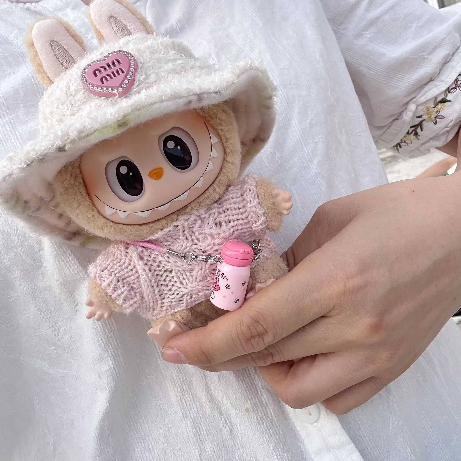 17cm Labubu I II Idol Dolls Cute Mini Plush DollS Clothes Korea Kpop Exo Idol Dolls Overalls Clothing DIY Accessories Gifts W250301