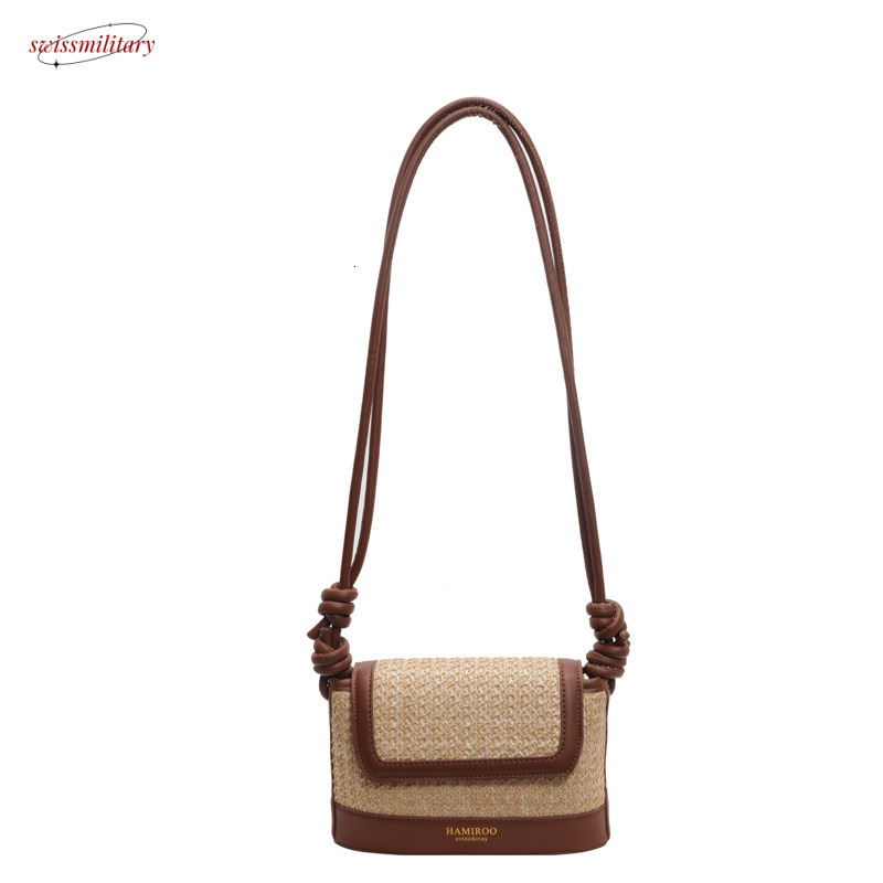 Bags Straw Woven for Women's Summer Luxury 2025 New Seaside Vacation Beach Single Shoulder Diagonal Span Small Square Bag #swissmilitary