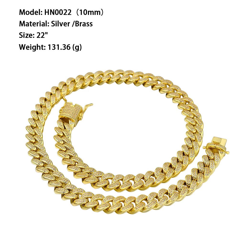 Hip Hop Jewelry10mm Iced Out 5A Zircon Gold Plated Sterg Sier Cuban k Chian Bracelet for Men