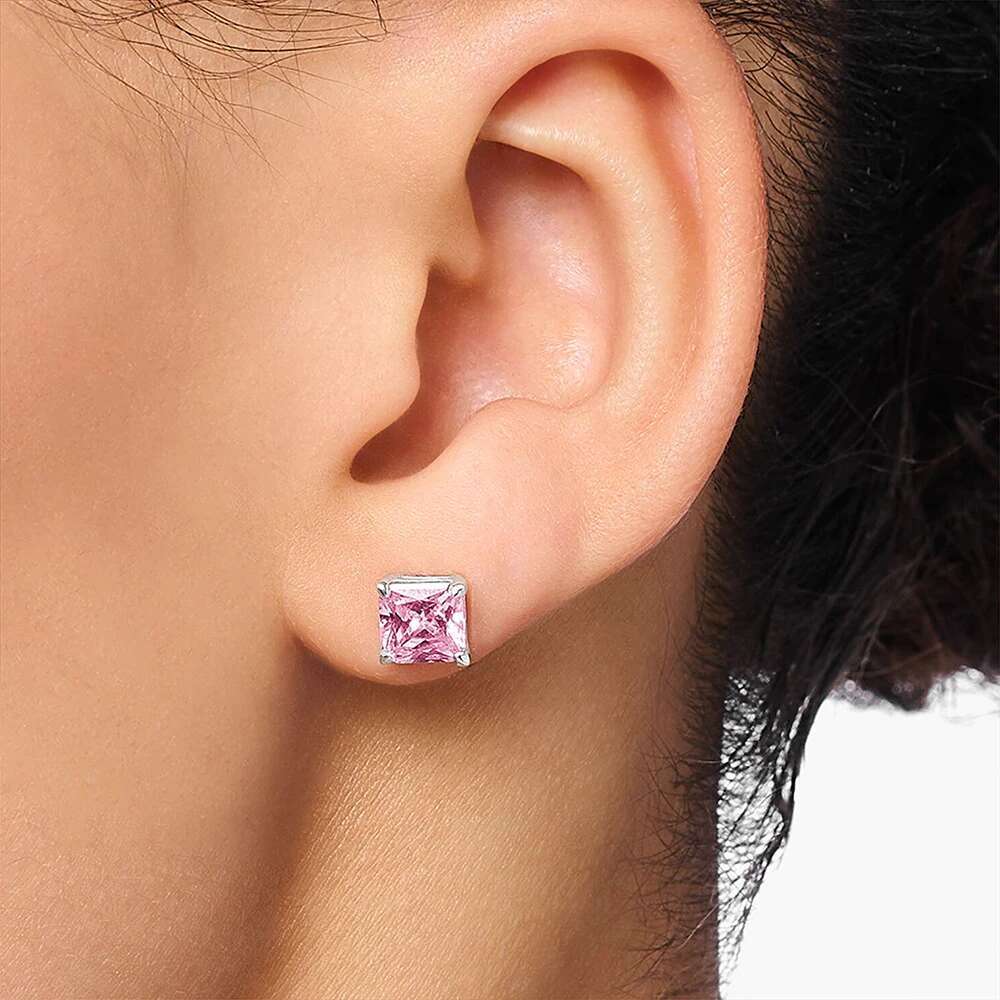 Studs Earrings Square Princess Cut Stone Europe Style Fine Jewerly For Women Trendy Gift In Sterg Sier