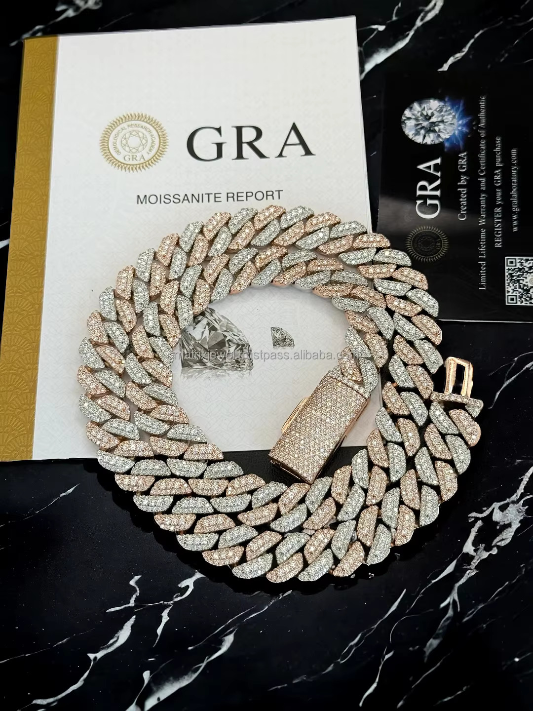Rappers Two Tone Cuban Link Chain Iced Out Silver Moissanite Cuban Necklace Custom Hip Hop Jewelry Men 18MM Diamond Cuban