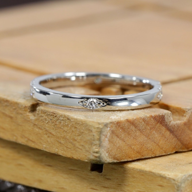 Jewelry Solid Gold Lab Diamond Simple Fashion Women Ring 1.6MM Round Cut CVD HPHT Stackable Promise Anniversary Real Gold Ring