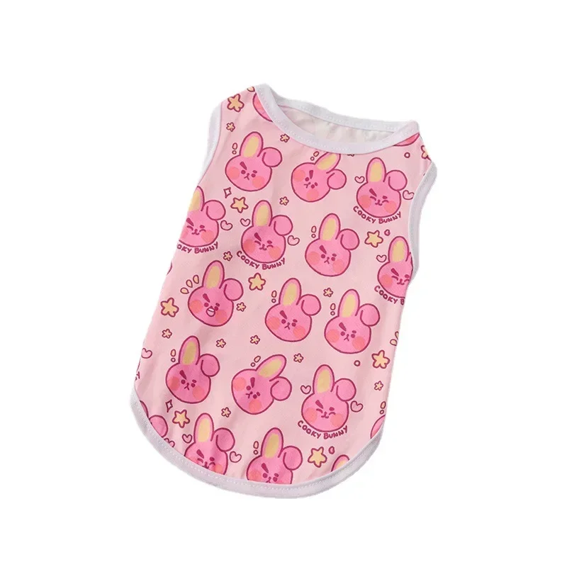 New Pet Dog Cut Cartoon Print Vest Breathable Pet Dog T-shirt Puppy Shirt French Bulldog Chihuahua Small Medium Dog Clothes
