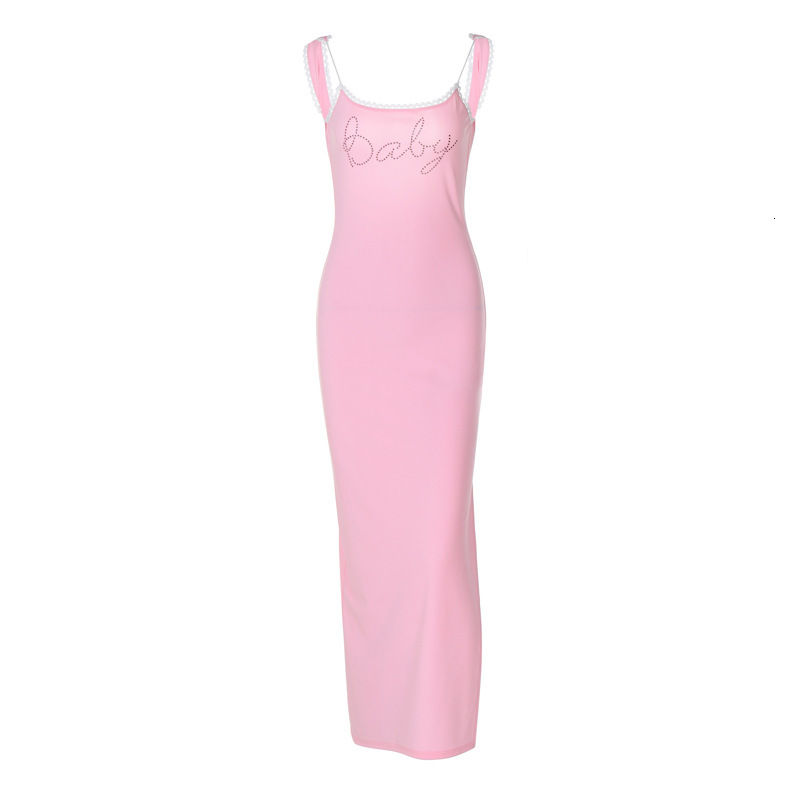Hot Selling Women's Clothing New Summer New Product Fashion Street Auction Hot Diamond Slim Fit Slit Suspender Dress