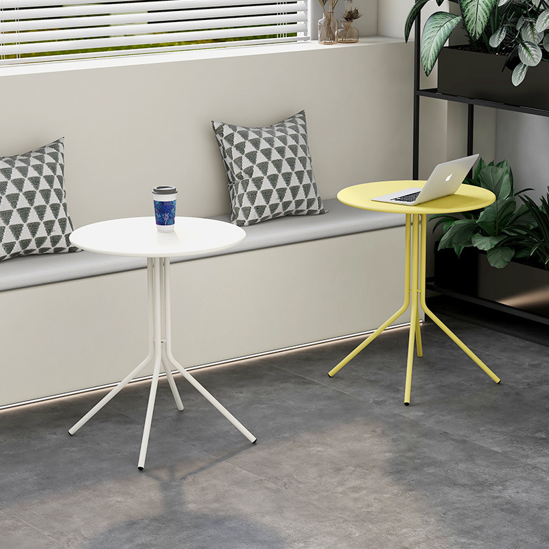 Scandinavian simple coffee table milk tea store iron tea table balcony small round table office negotiation table outdoor leisure table
