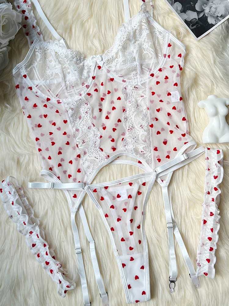 French sexy lingerie camisole vest bra set sexy lingerie camisole bra set love embroidery breathable dance Dj setXJ250301