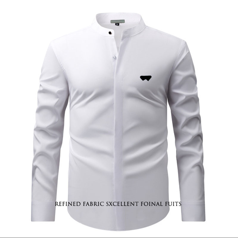 Men's Shirts Business shirt Anti stand-up collar hidden button wrinkle non ironing woven solid color cotton style men's shirt all season fou