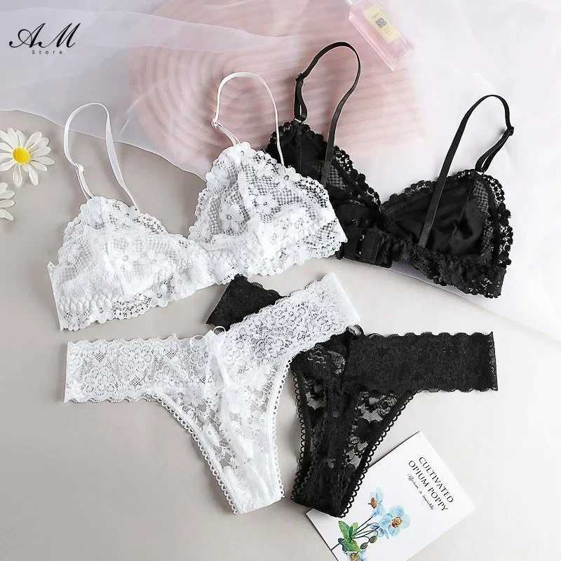 Sexy Lace Women Underwear Set Seamless Wire Free Bra Sets Hollow Out Bra and Panty Sets for Women Embroidery Intimates LingerieXJ250301