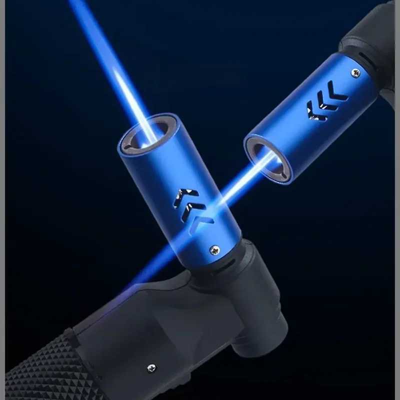 Gas Lighter Jet Butane Cigar Lighter Windproof Kitchen Tube Barbecue Metal Jewelry Welding Lighter Outdoor Gadgets ForMenT250301