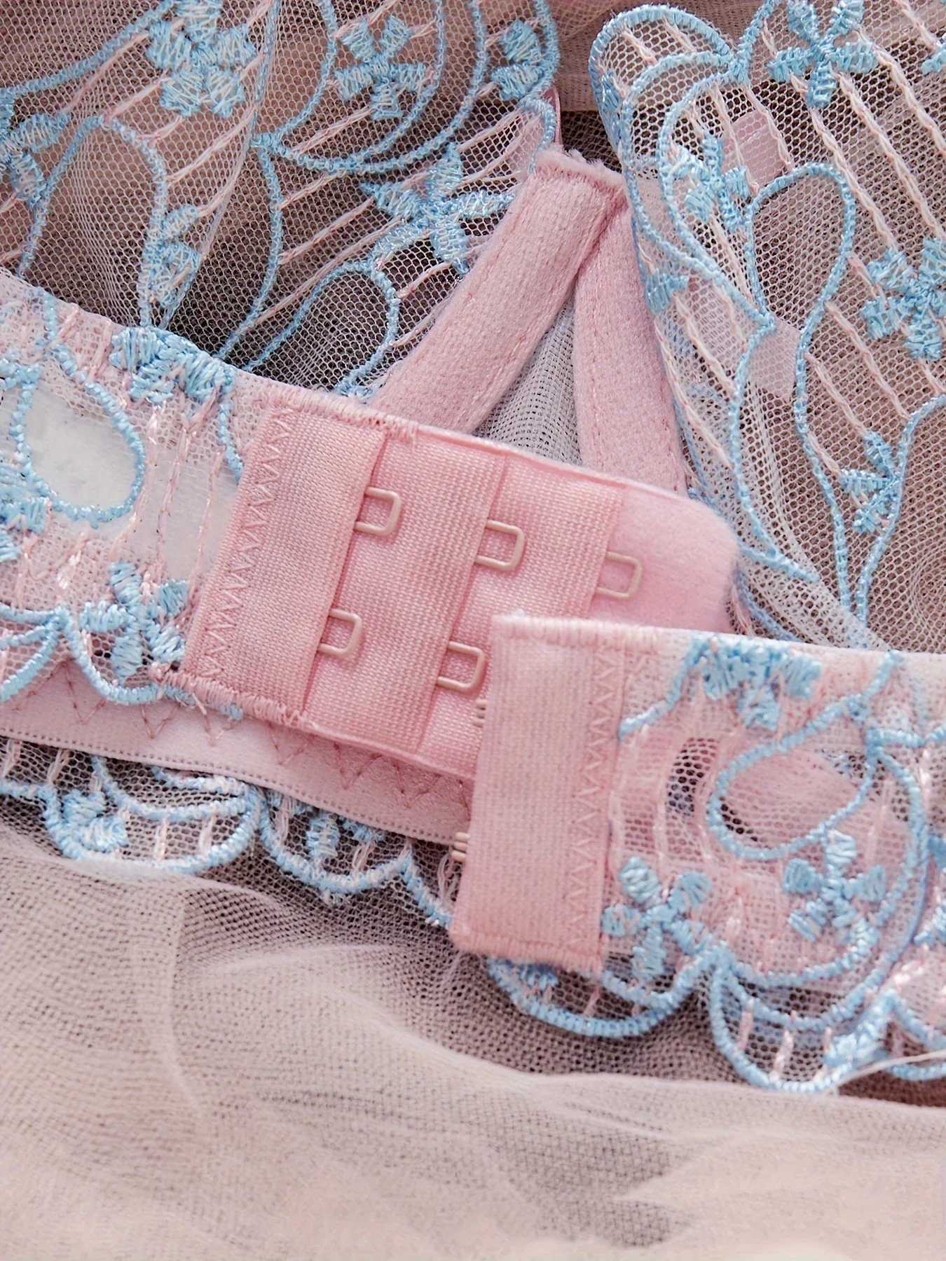 Ellolace Fairy Lingerie Ultra Sexy Transparent Bra Lace Daring Lingerie Woman Floral Embroidery Beautiful Intimate Quick SetXJ250301