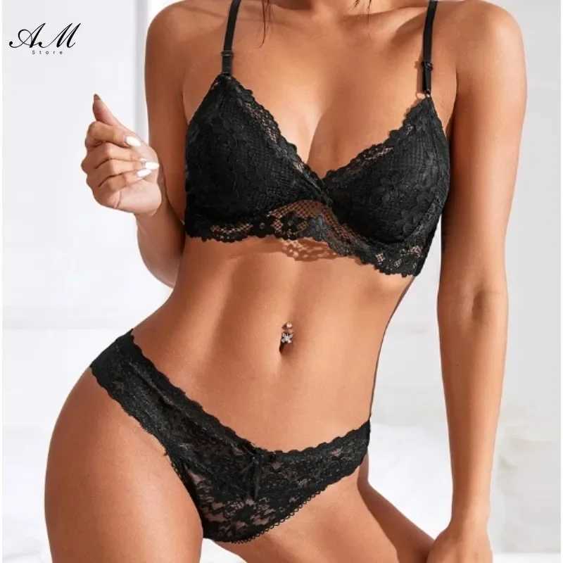Sexy Lace Women Underwear Set Seamless Wire Free Bra Sets Hollow Out Bra and Panty Sets for Women Embroidery Intimates LingerieXJ250301