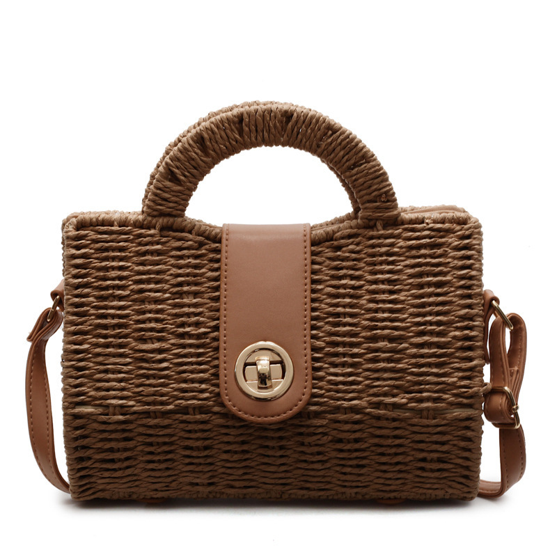 Vacation style grass for women 2025 new summer beach crossbody bag, fashionable commuting hand-held woven bag #swissmilitary