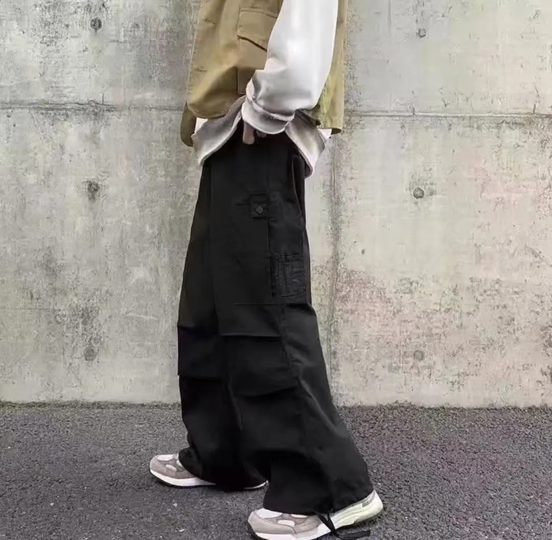 Green Cargo Pants Mens Baggy Summer Multi-pocket Loose Casual Fashion Y2k Autumn Straight-leg Streetwear Wide Leg Trousers 250225