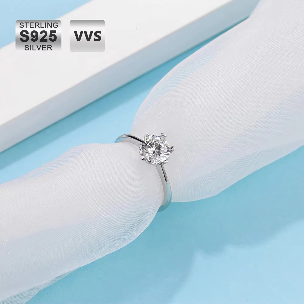 KRKC Wedding Rings Jewelry Women Real Sier VVS Moissanite 1 Ct Lab Grown Eternity Dia Engagement Ring