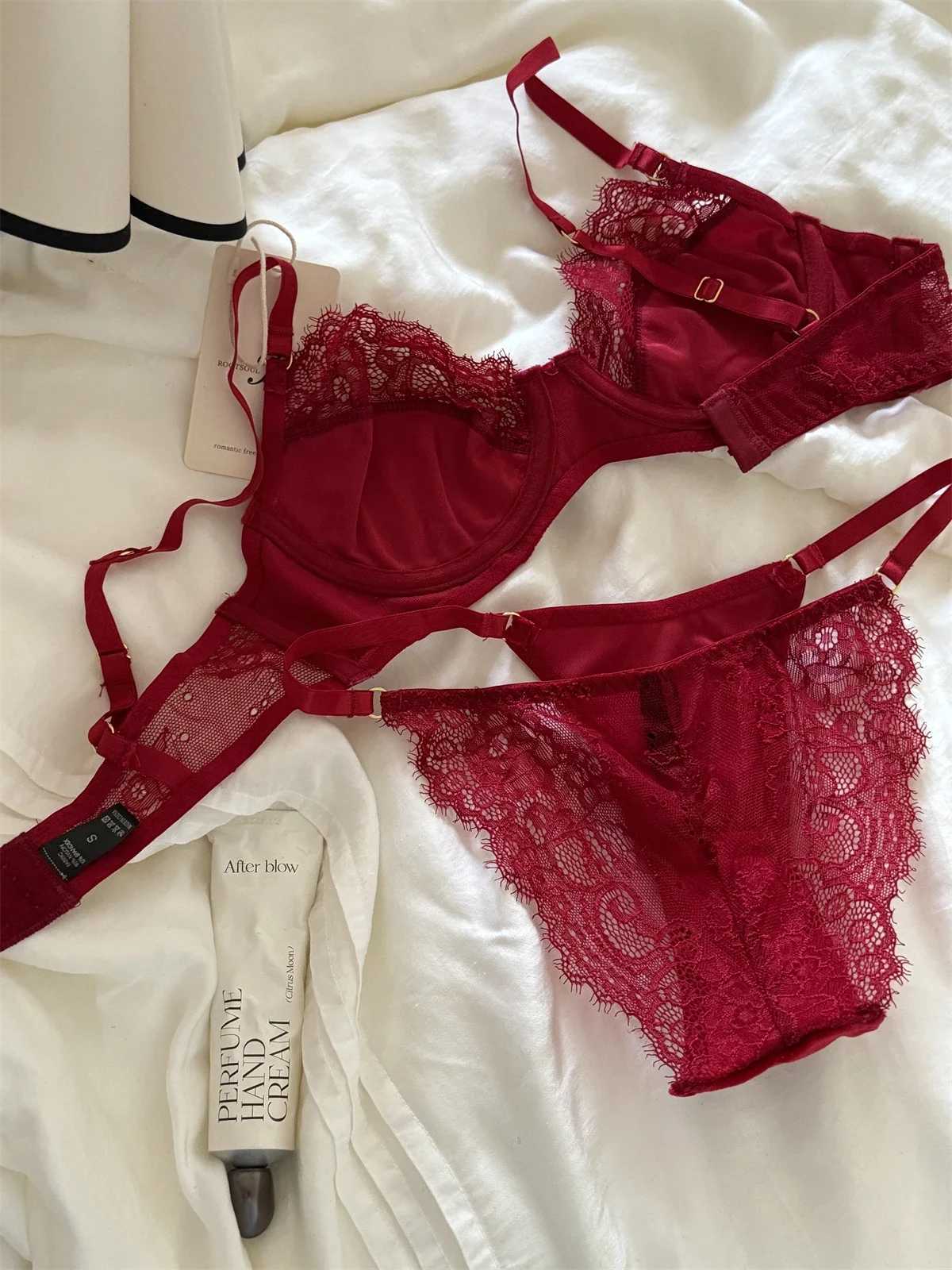 Thin lace underwear push up women bra set new adjustable anti-sagging side breasts gathered lingerie breathable braXJ250301