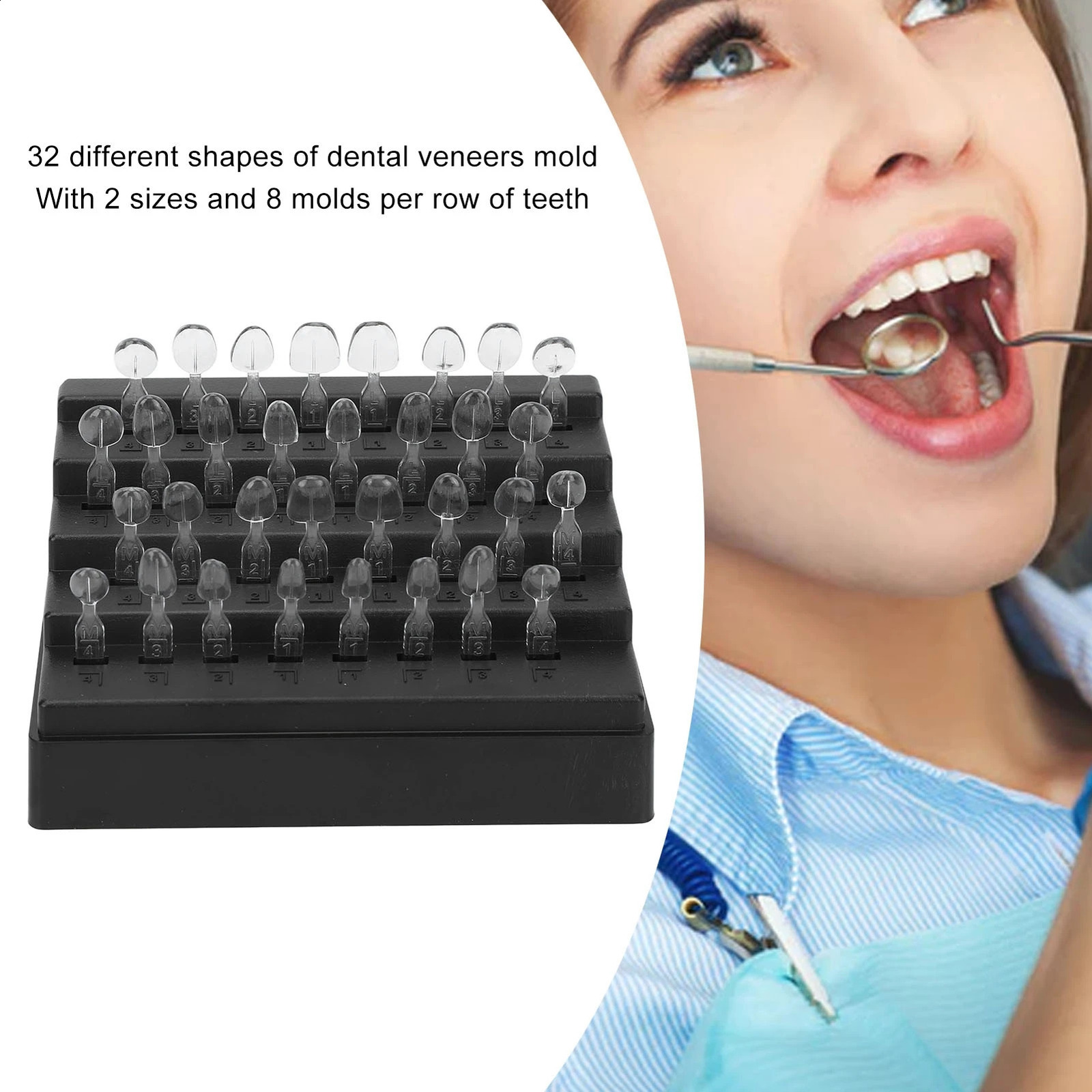 32Pcs/Set Dental Veneer Mould Kit Composite Resin Mold Light Cure Autoclave Anterior Front Teeth Mould Teeth Whitening Tools 250228