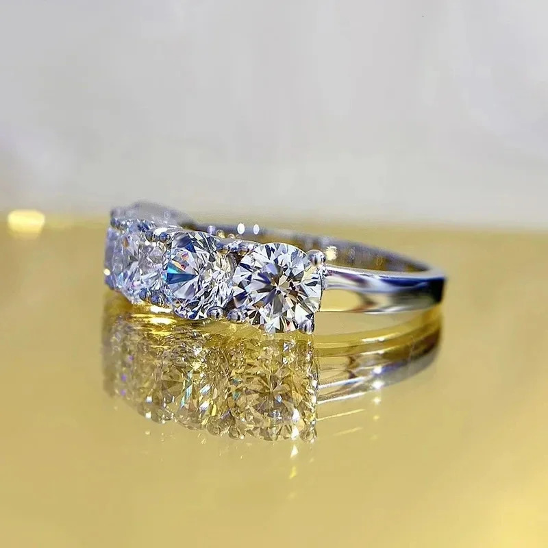 NeeTim 5mm 6.5mm Full Moissanite Ring for Women S Sterg Sier Eternity Sparkg Dia Band Wedding Rings Jewelry GRA