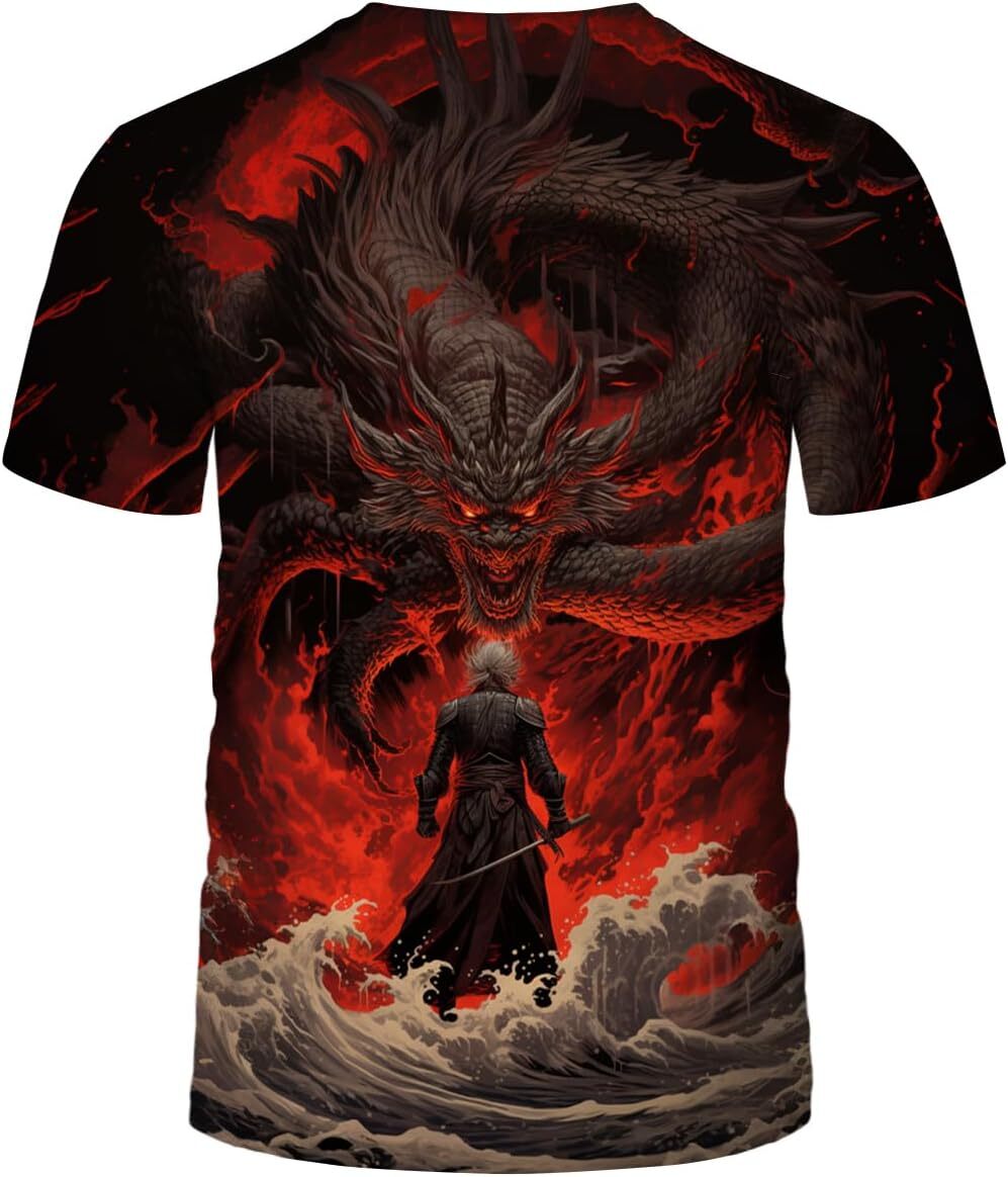 Mens T shirt Traditional Chinese Dragon T-Shirt Funny Anime Graphic Tee Shirt tee Casual tops summer clothes trend