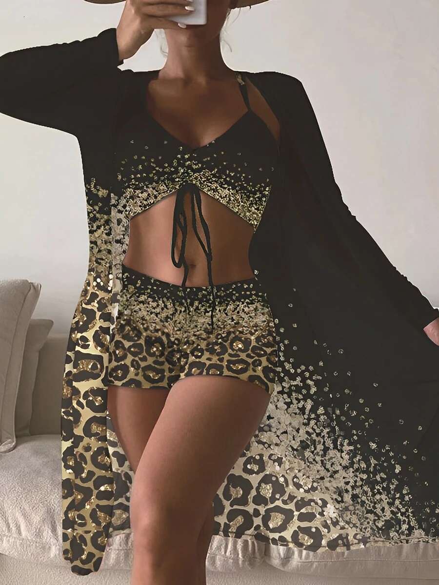 Summer New High Waist Bikini 2025 Personalized Printed Designer Swimsuit Women's Kimono Swimsuit Bathing Swimming Swimsuit Beach Wear Casual Clot