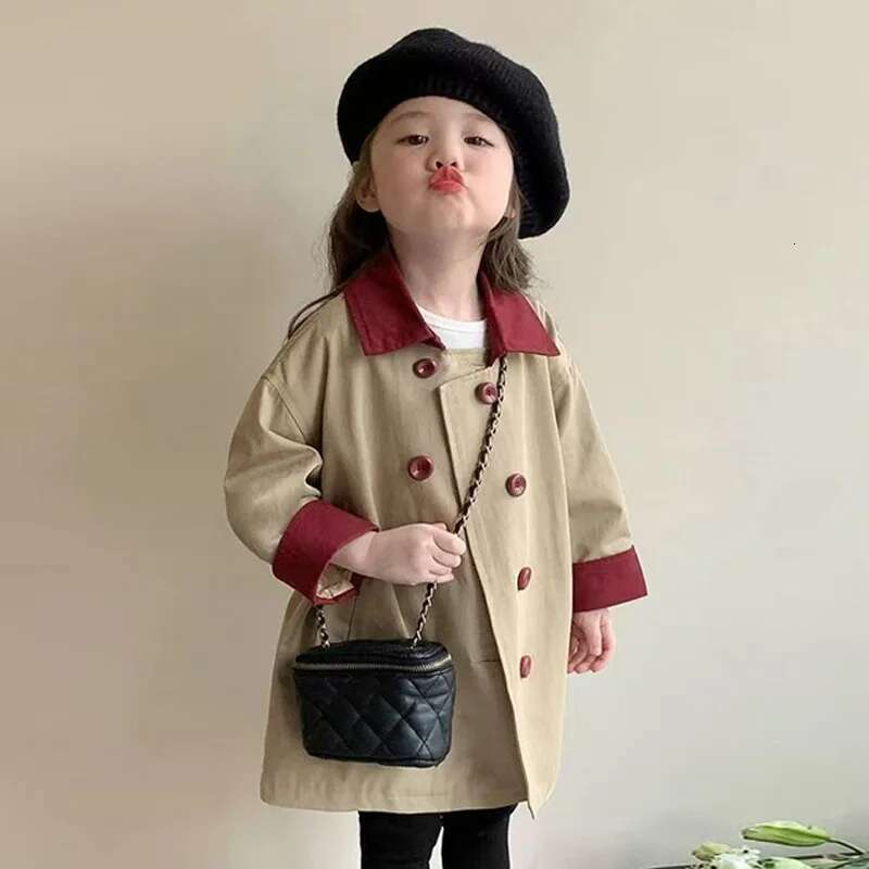 Ddmyshoesvip Girls Trench Children Spring Jackets Kids Button Coat Toddler Autumn Outerwear Baby Girl Long Sleeve Clothes