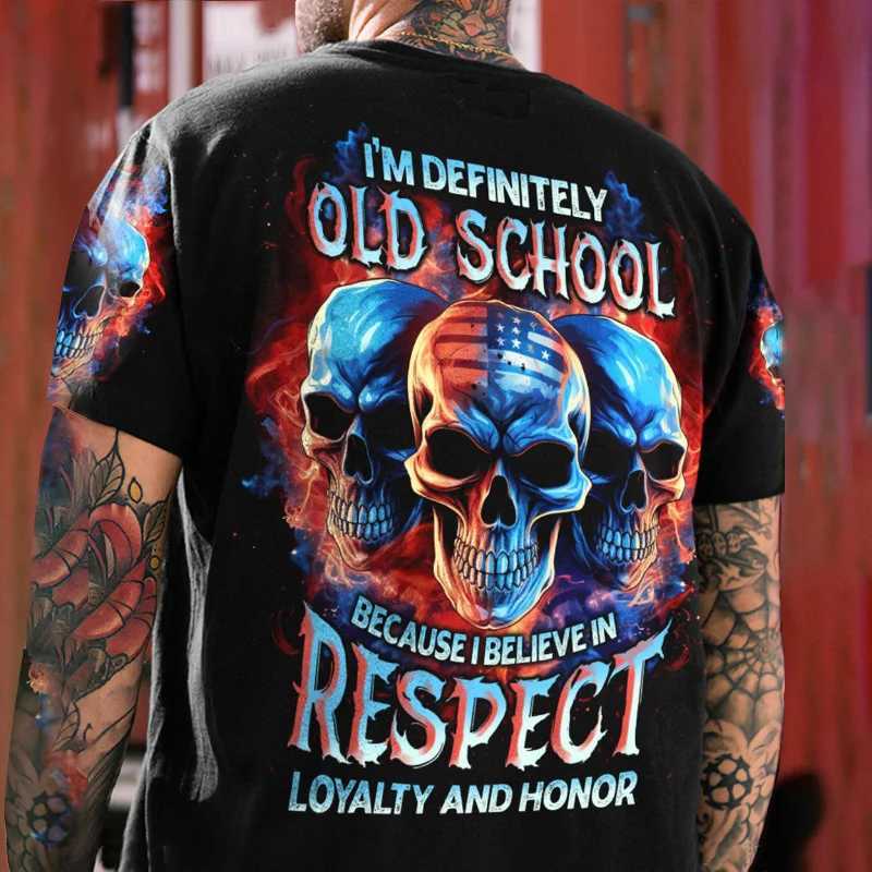 Men's T-Shirts Vintage T-shirts For Men Shirts Short Sleeve Tops Skull Graphic Clothing O Neck Oversized Streetwear 5xl Summer Mens Shirt Tees J2