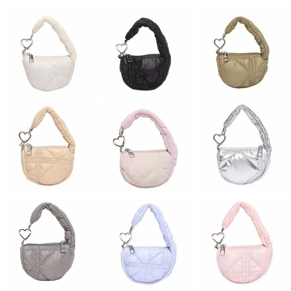 Cute Solid Color Pleated Cloud Mini Handbag Sling Pendant Quilted Small Wallet Key Bag