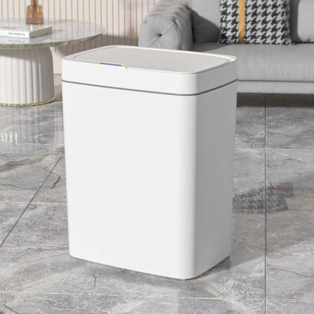 15L Smart Bathroom Trash Can Autatic Bagging Electronic Trash Can White Touchless Narrow Smart Sensor Garbage Bin Smart This Y250301