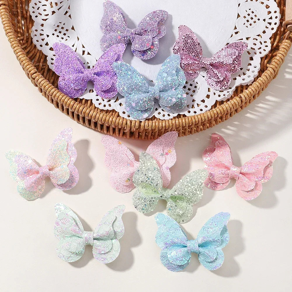 245Pcs Girls Cute Sequins Double Butterfly Hair Clip Bow Hairpins DIY Headwear Decor Hairgrip Toddler Accessories 250218