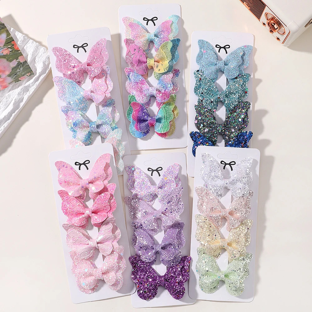 245Pcs Girls Cute Sequins Double Butterfly Hair Clip Bow Hairpins DIY Headwear Decor Hairgrip Toddler Accessories 250218