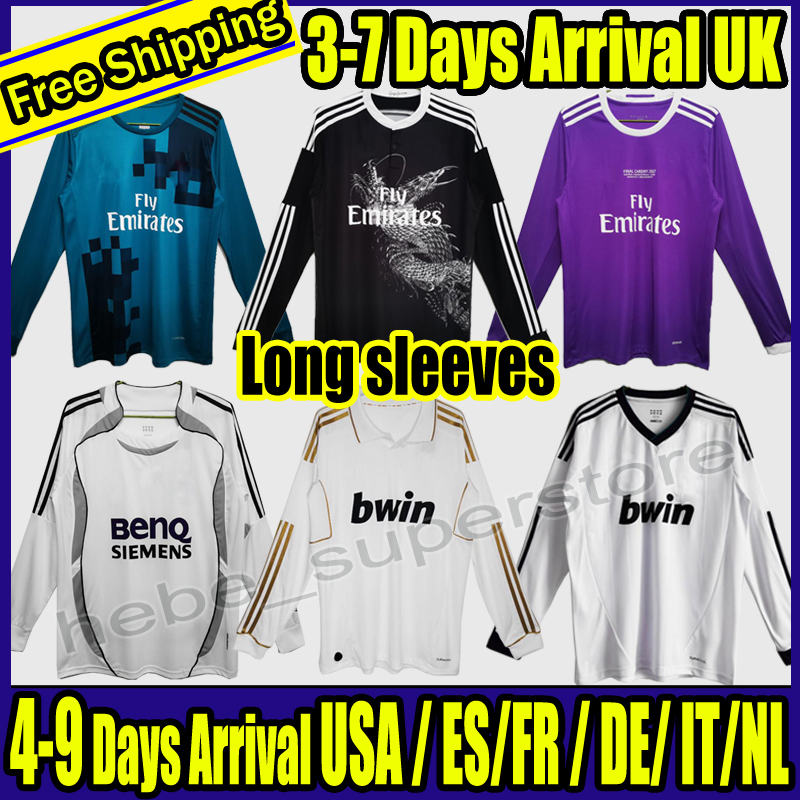 Retro RealS MadridS Soccer Jersey long sleeve Football shirts GUTI Ramos SEEDORF CARLOS 10 11 12 13 14 15 16 17 RONALDO ZIDANE RAUL 00 01 02 03 04 05 06 07 finals KAKA