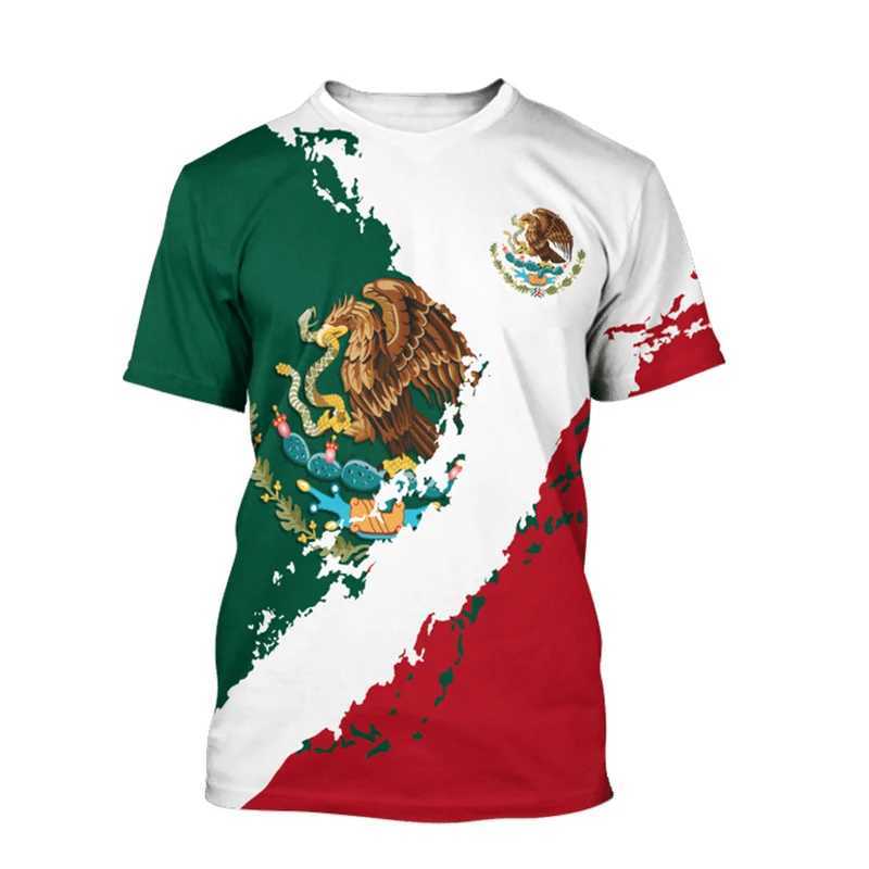 Men's T-Shirts Summer Mexico T-Shirts Mexican Flag 3D Print Streetwear Men Women Fashion Oversized Short Sleeve T Shirt Kids Tees Tops Clothing J