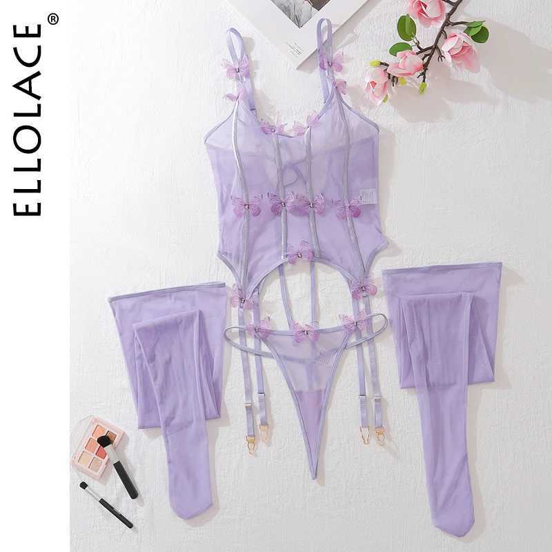 Ellolace Butterfly Sexy Adult Lingeries Sexy Hot Lace See Through Womens Ethical Underwear G-String Ensemble Romantic LingeriesXJ250301