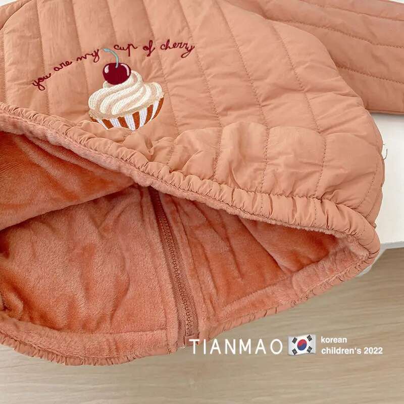 Ddmyshoesvip INS Fashion Children Baseball Jacket Winter Toddler Kids Thicken Warm Coat Girls Sport Zipper Clothes Years Outwear