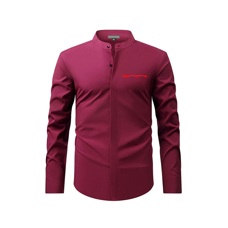 Men's Shirts Business shirt Anti stand-up collar hidden button wrinkle non ironing woven solid color cotton style men's shirt all season fou