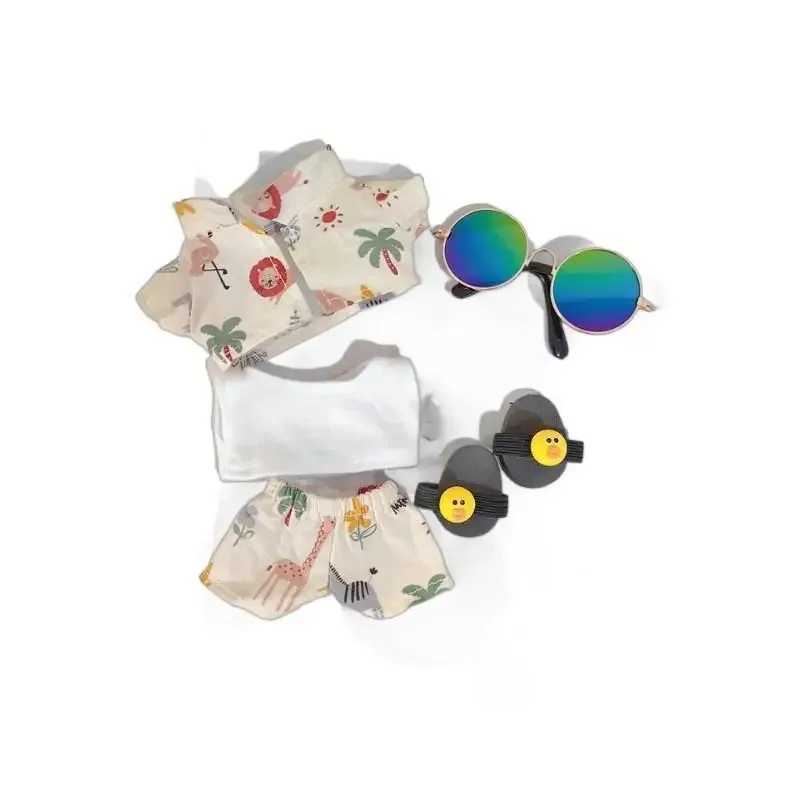 1 set Haii Sle Full-length for 17cm Lababu Clothing Beach Clothes Vinyl Doll Shirt Pants Glasses Suit ShoesXJ250301
