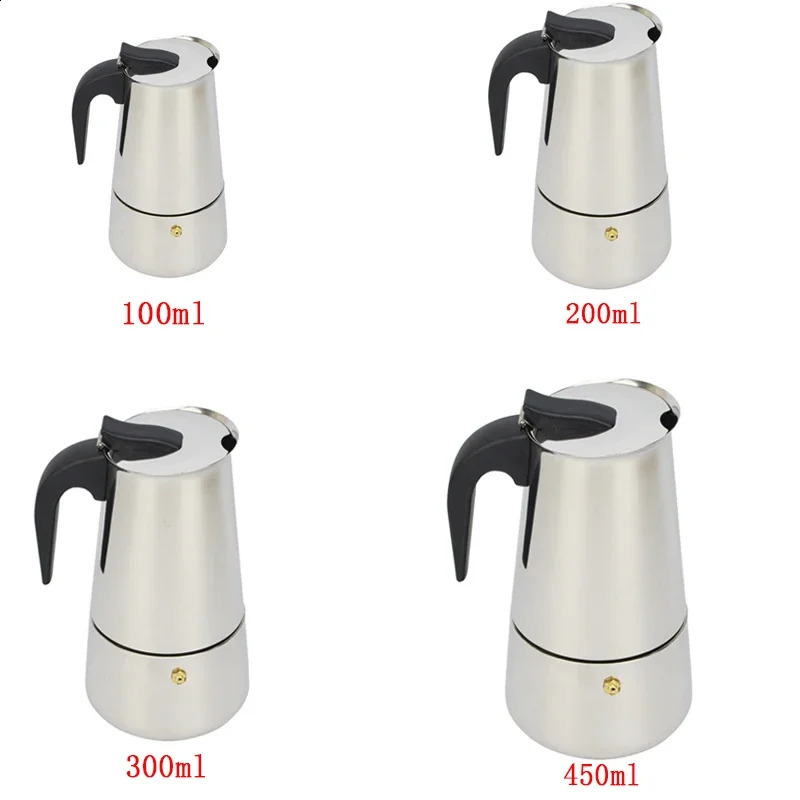 2/4/6/9 Cups Stainless Steel Coffee Maker Moka Pot Espresso Maker Cups Latte Percolator Stove Top Espresso Pot 250224