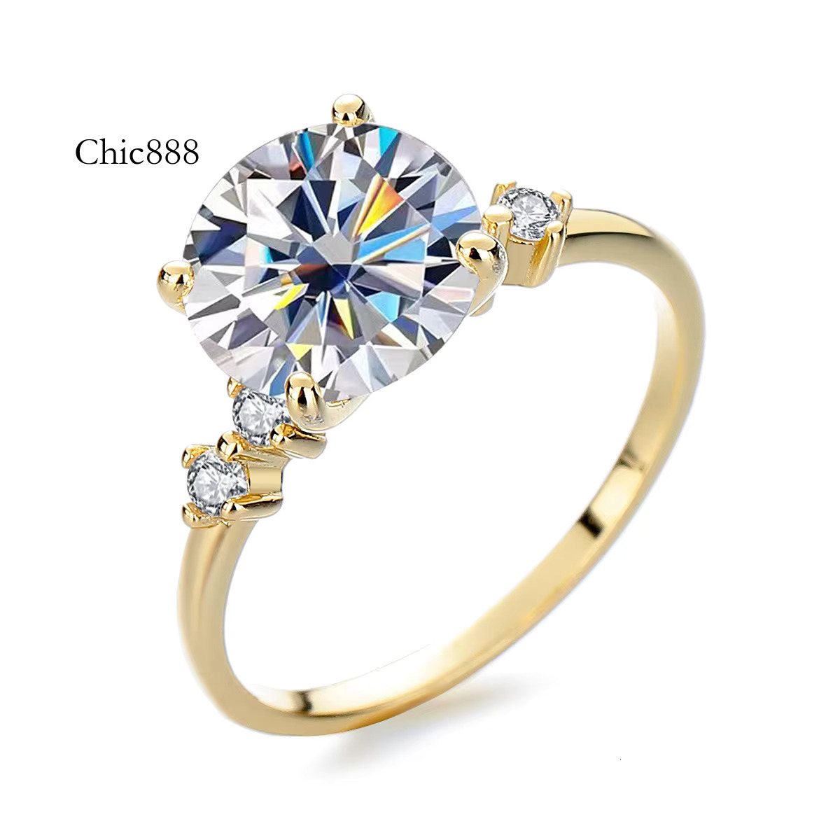 New Trendy 3ct D Color Moissanite Rings Sterg Sier Fine Jewelry for Women and Girls Romantic Wedding Engagement Gift