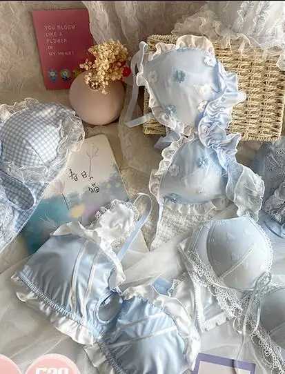 Japanese beauty lolita bra underwear set girl pink bralette cute fresh lolita my melody no steel ring brassiere sweet braletteXJ250301